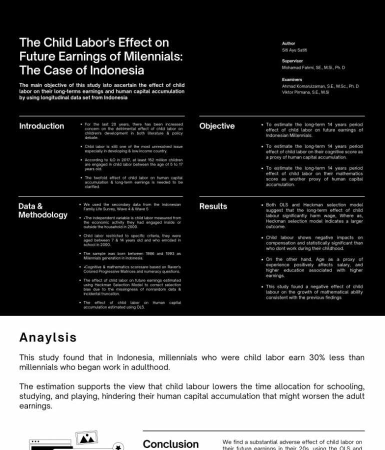 The Child Labors Effect on Future Earnings of Milennials: The Case of Indonesia